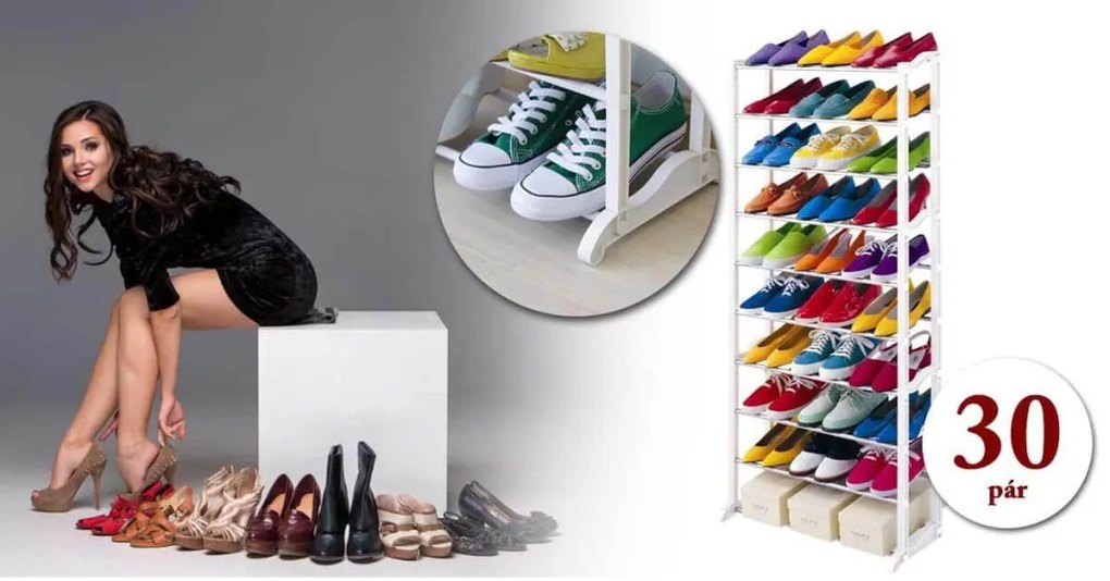 10 radový biely botník