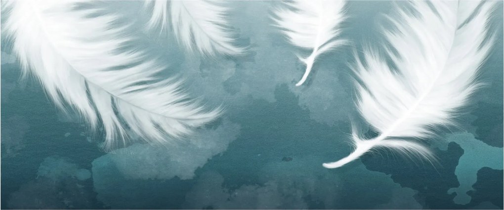 Obraz - Biela pierka (120x50 cm)