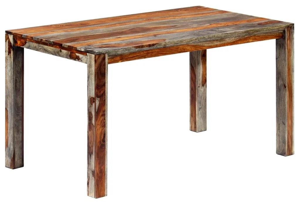 vidaXL Jedálenský stôl sivý 140x70x76 cm masívne sheeshamové drevo