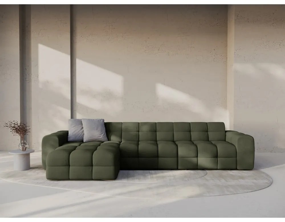 Zelená rohová pohovka (ľavý roh/s leňoškou) Kendal – Micadoni