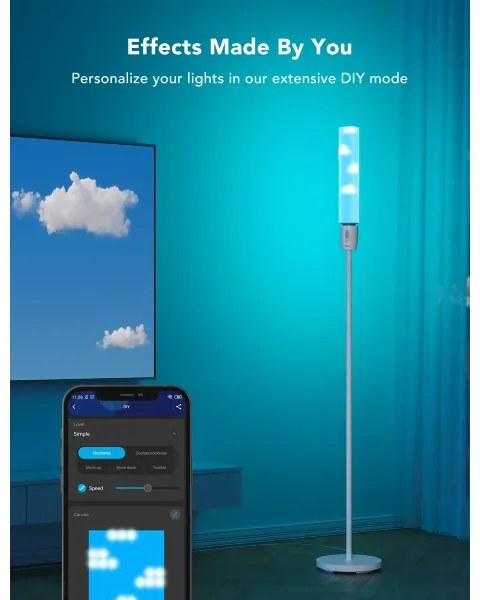 Govee - LED Stmievateľná stojacia lampa CYLINDER SMART RGBICWW 2200-6500K