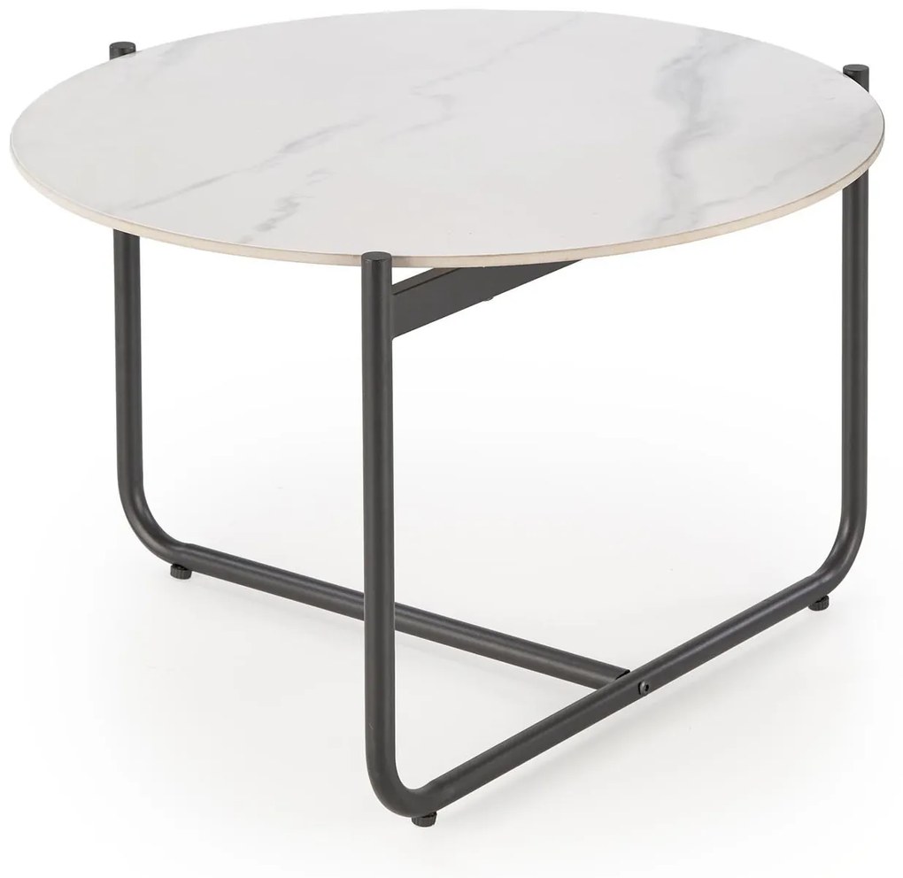 Konferenční stolek Acuna 60 cm bílý mramor/černý