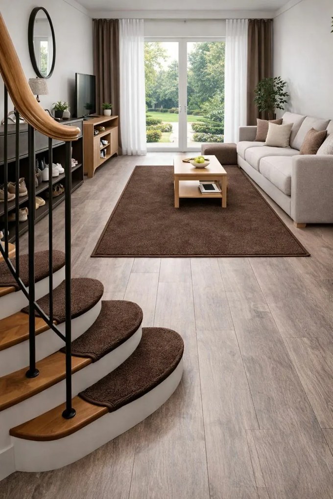 Vopi Nášľapy na schody Eton hnědý obdĺžnik, samolepiaci - 25x80 obdĺžnik (rozmer vrátane ohybu)