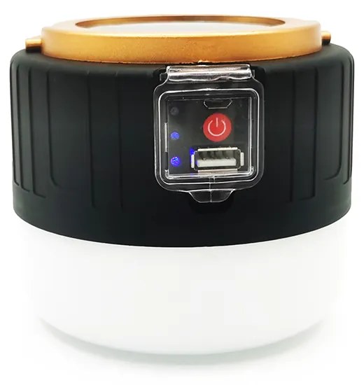 Bezdoteku LED solárne kempingové svetlo s USB čiernej, iPRO, 3 W, neutrálna biela