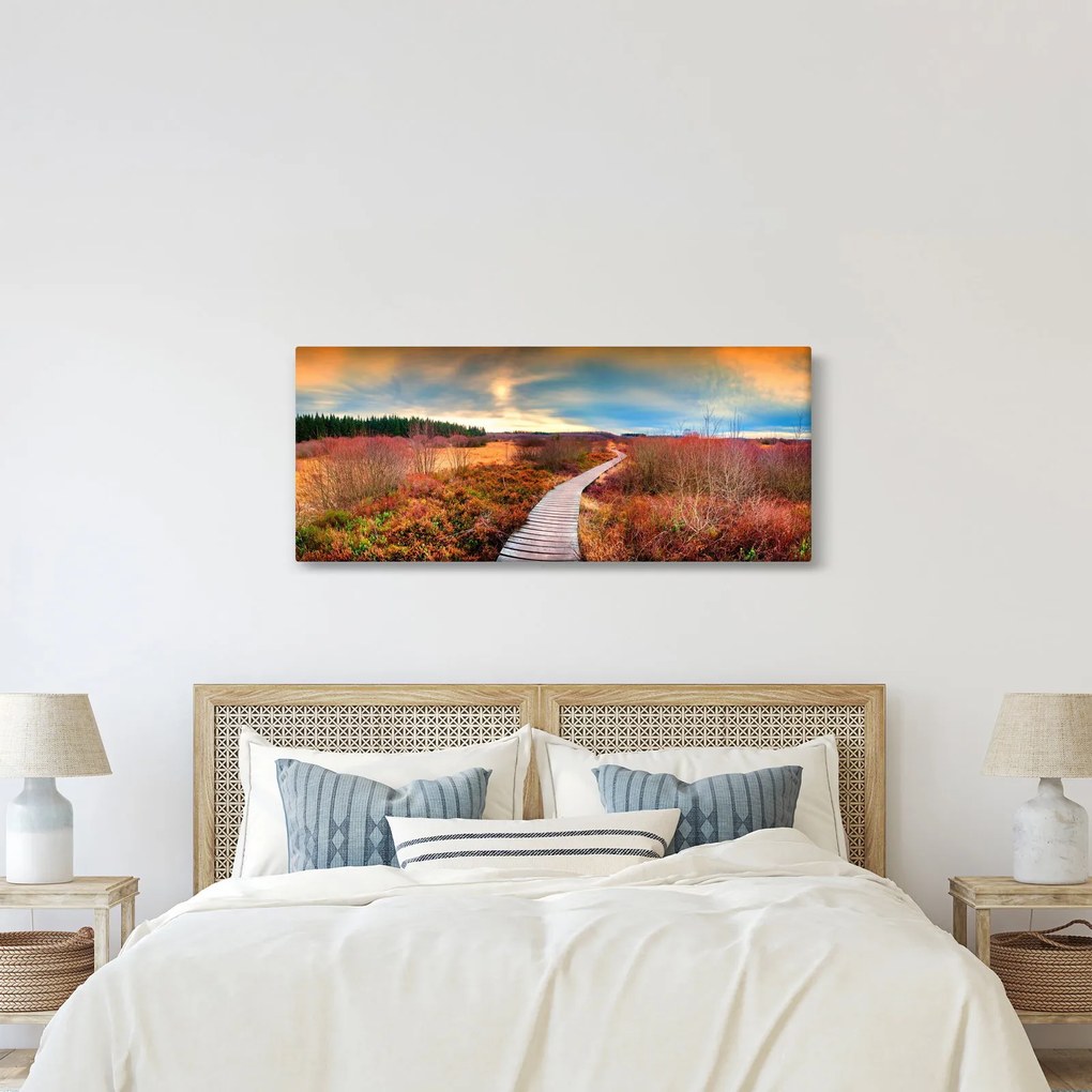 Obraz - Jesenná cesta krajinou (120x50 cm)