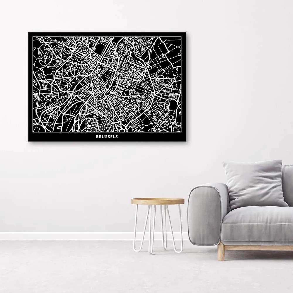 Obraz na plátně Mapa města Brusel - 120x80 cm