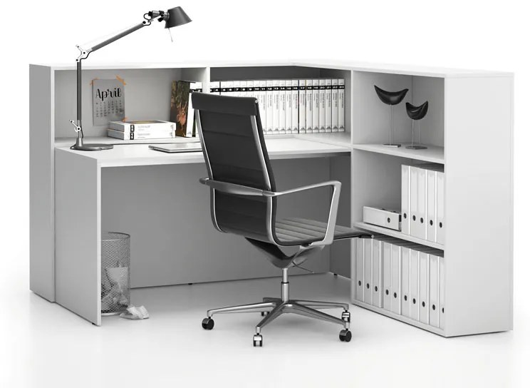 Rohová kancelárska zostava SEGMENT, pravá, biela