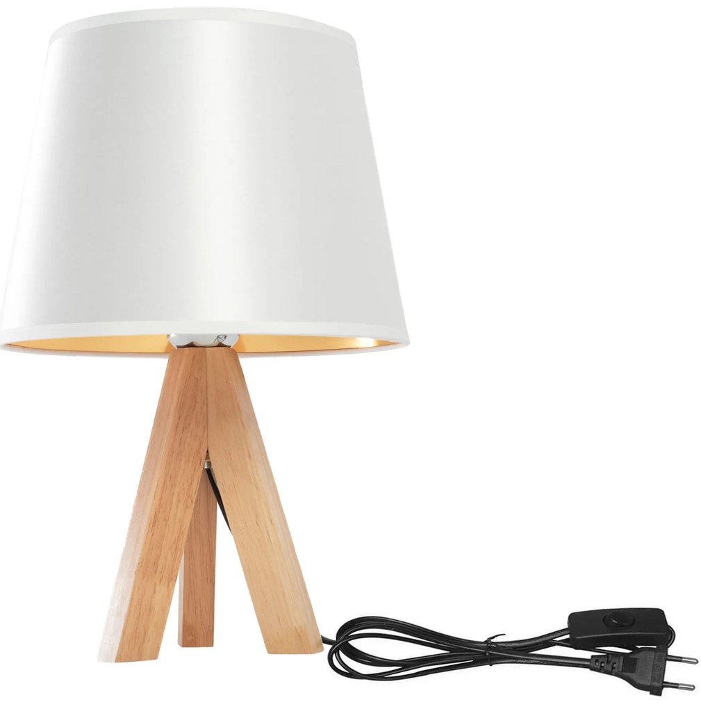 Toolight - Nočná stolová lampa E27 60W APP976-1T, biela-hnedá, OSW-06683