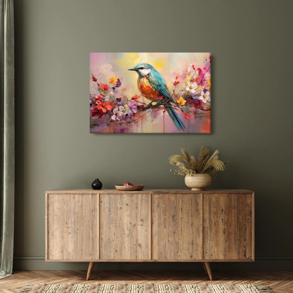 Obraz - Maľba vtáčika (90x60 cm)