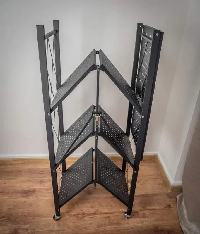 Kovový skladací regál na kolieskach 4 police