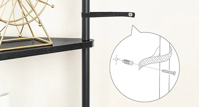 Rohový regál Vasagle Ebbi 30 cm čierny