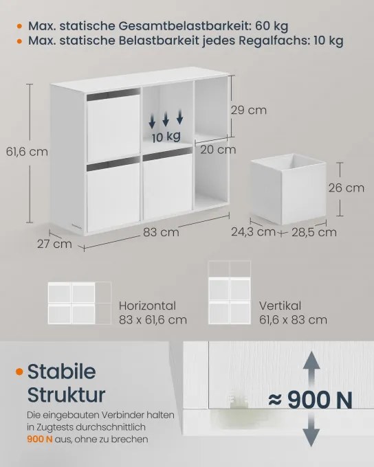 Úložná polica so 4 stohovateľnými boxami LBC196W01