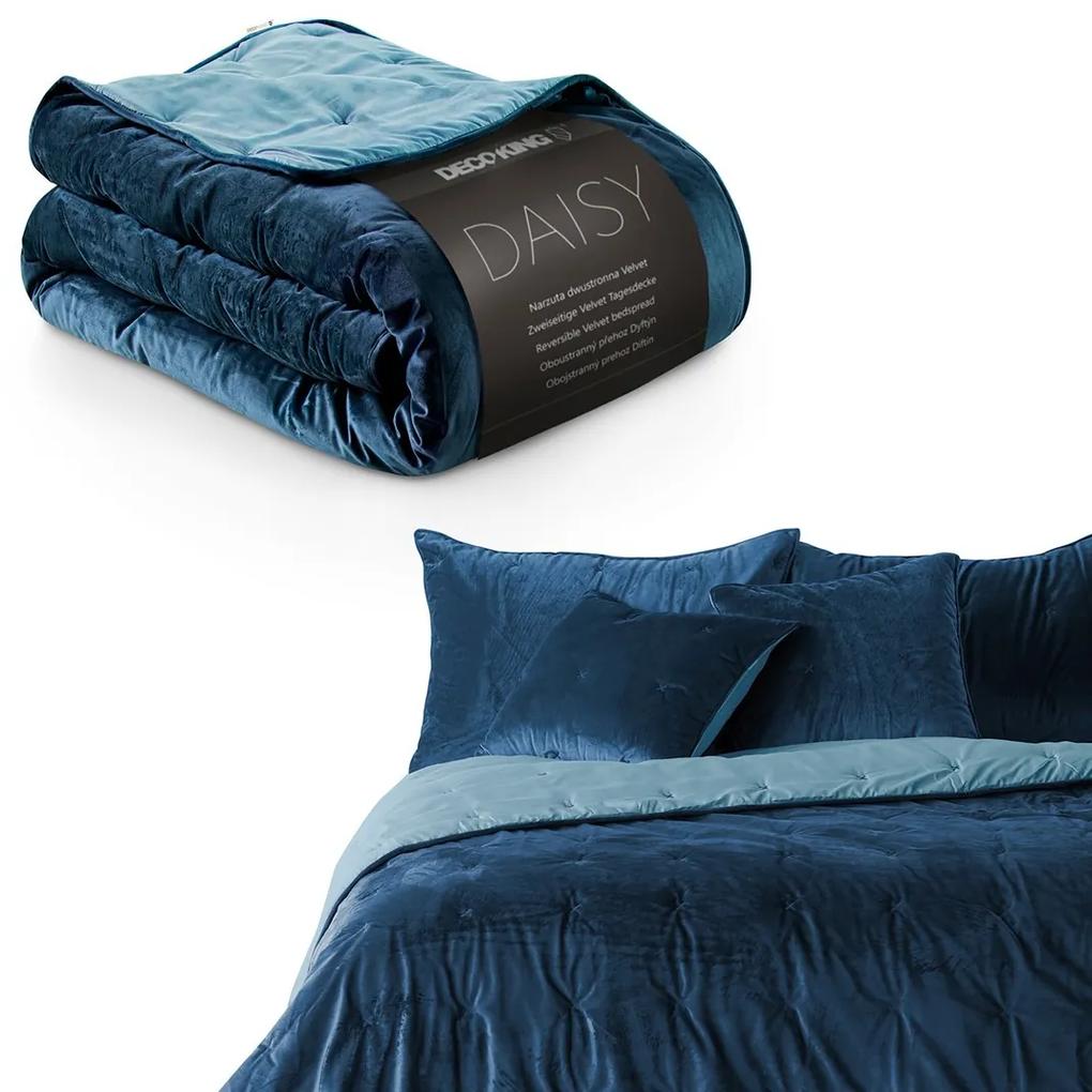 Obojstranný prehoz na posteľ DecoKing Daisy modrý