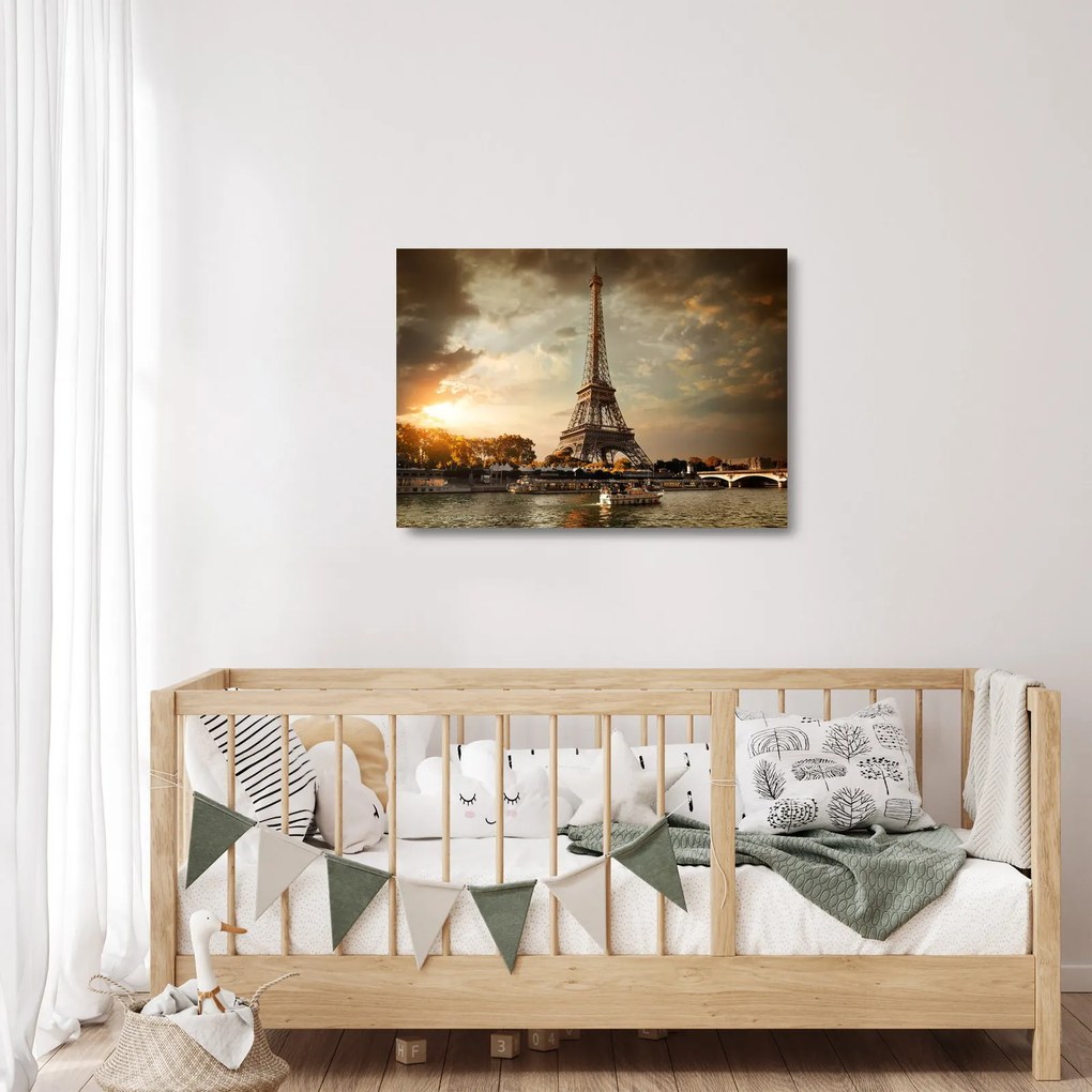 Sklenený obraz - Eiffelova veža, Paríž, Francúzsko (70x50 cm)
