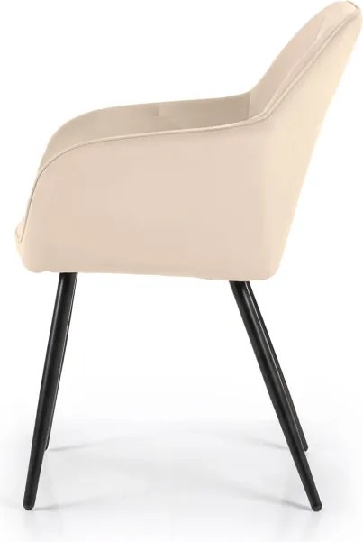 Sada šiestich jedálenských stoličiek DIAMANTE zamatové, béžové / čierne nohy (6 ks)