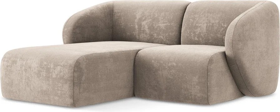 Svetlohnedá ženilková rohová pohovka (ľavý roh/s leňoškou) Lani – Makamii