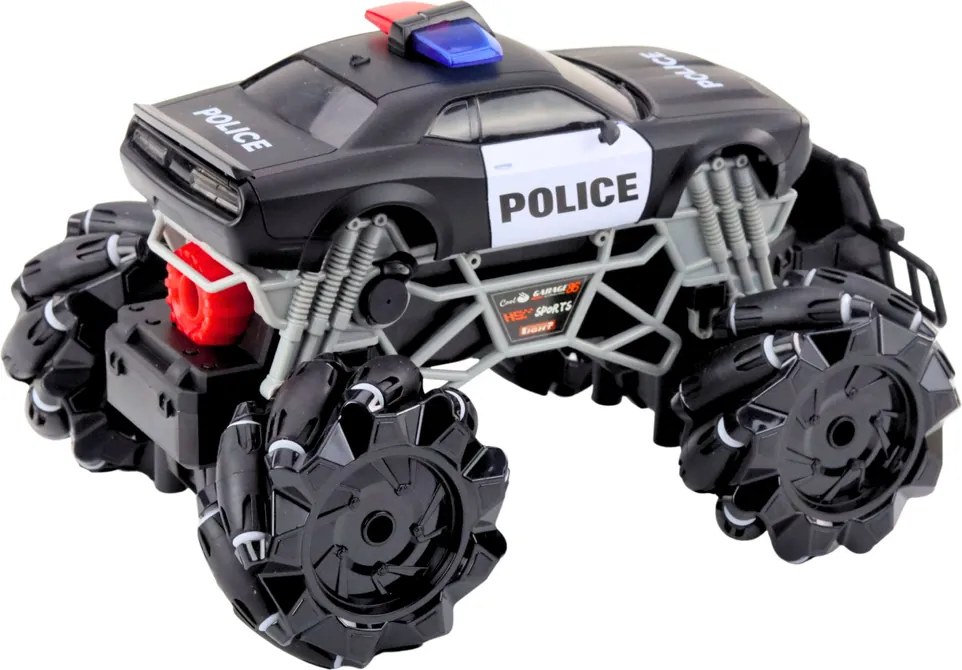LEAN Toys Policajné terénne auto na diaľkové ovládanie RC svetlá dymový efekt 1:16