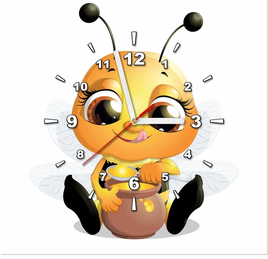 Gario Obraz s hodinami Včielka s medíkom Rozmery: 30 x 30 cm