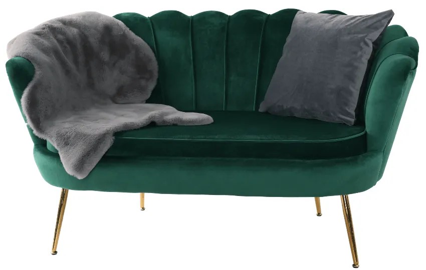 Lavica v štýle Art-deco, smaragdová Velvet látka/gold chróm-zlatý, NOBLIN