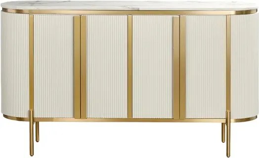 Komoda Stilig ST384 160 cm mramor/ecru/zlatá