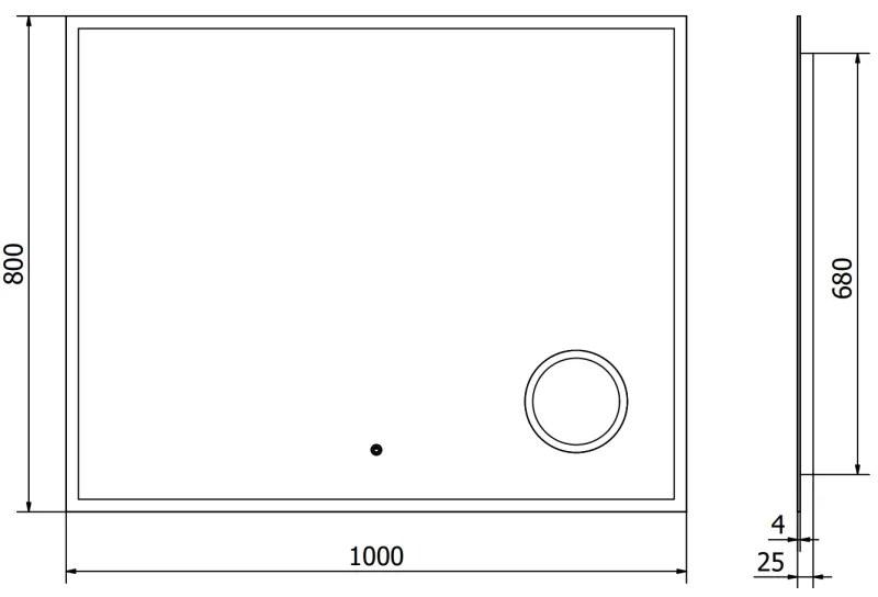 Mexen Kala, LED kúpeľňové zrkadlo s podsvietením a kozmetickým zrkadlom 100 x 80 cm, 6000K, ochrana proti zahmlievaniu, 9820-100-080-611-00