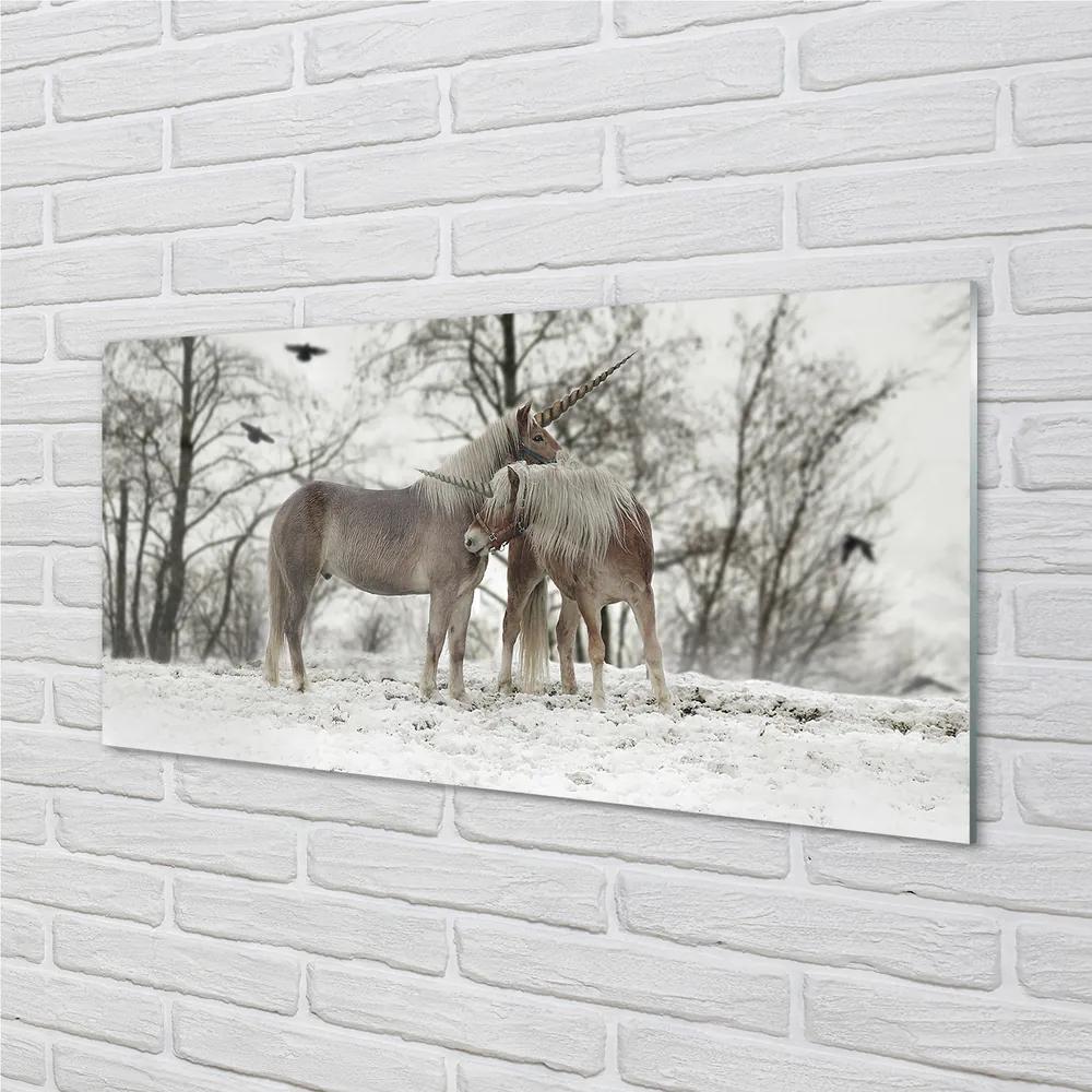 Obraz na akrylátovom skle Zimný lesné jednorožce 125x50 cm