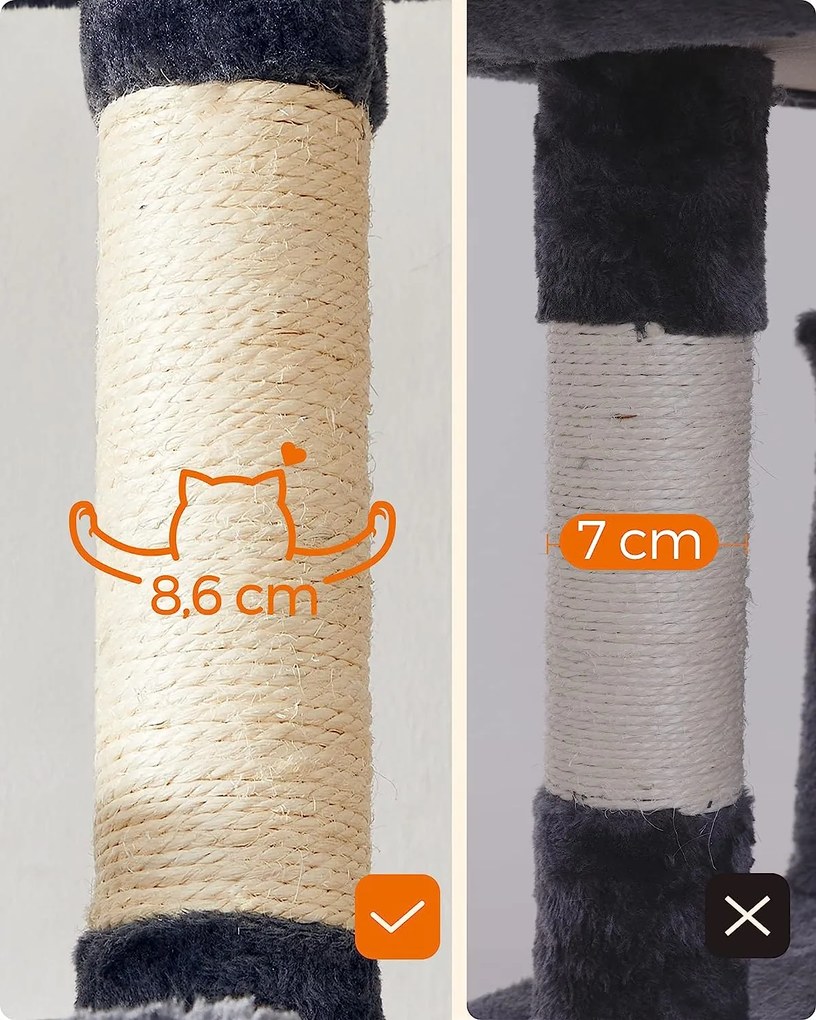 Mačacie škrabadlo Lumia 164 cm tmavosivé