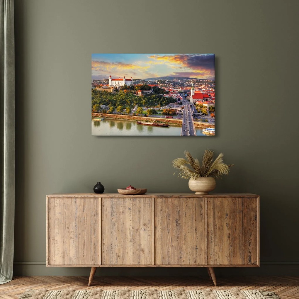 Obraz - Panorama Bratislavy, Slovensko (90x60 cm)