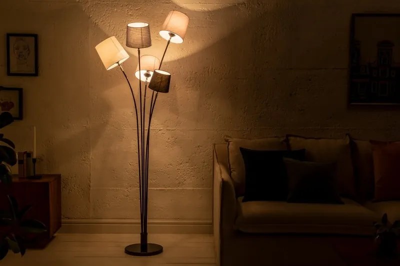 Stojacia lampa Levels čierna biela šedá