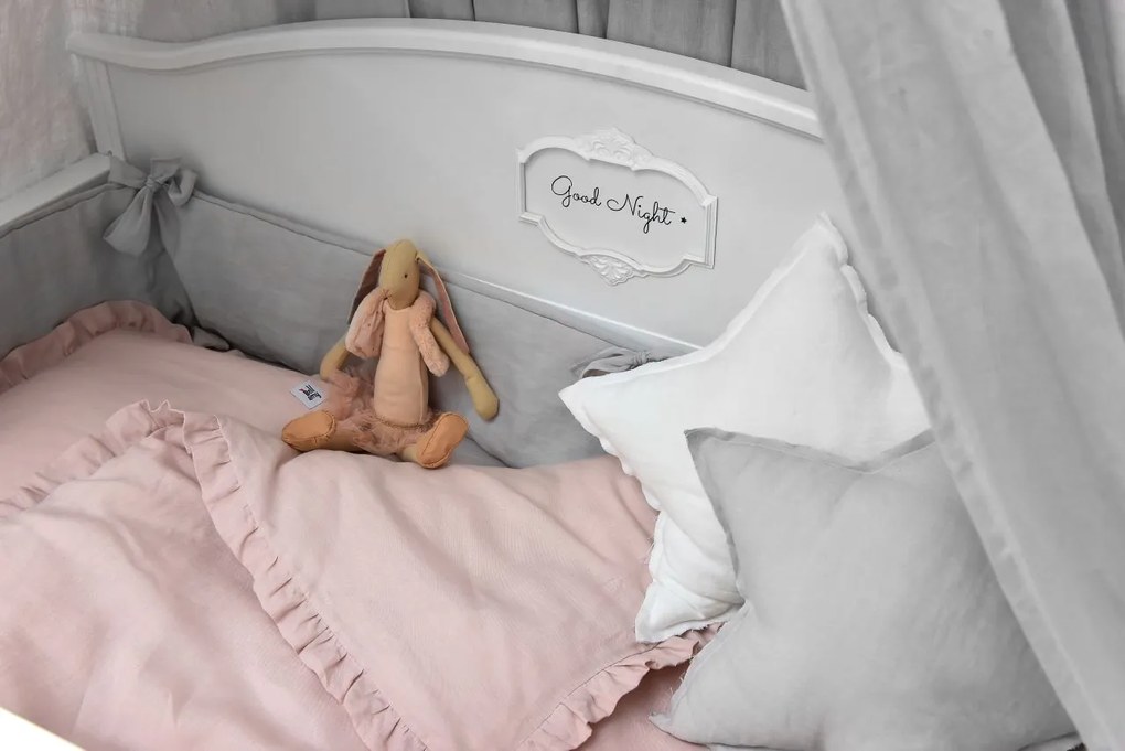 Ľanové obliečky do postieľky DUSTY PINK, vel. M