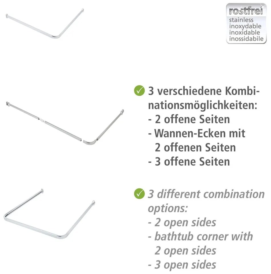 Tyč na sprchový záves v lesklo striebornej farbe Era – Wenko