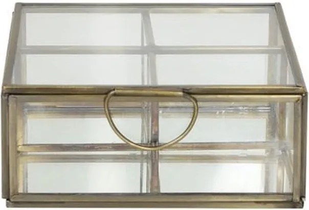 Sklenená šperkovnica s mosadzným antik lemom Alexandra antique - 14*14*5,5 cm