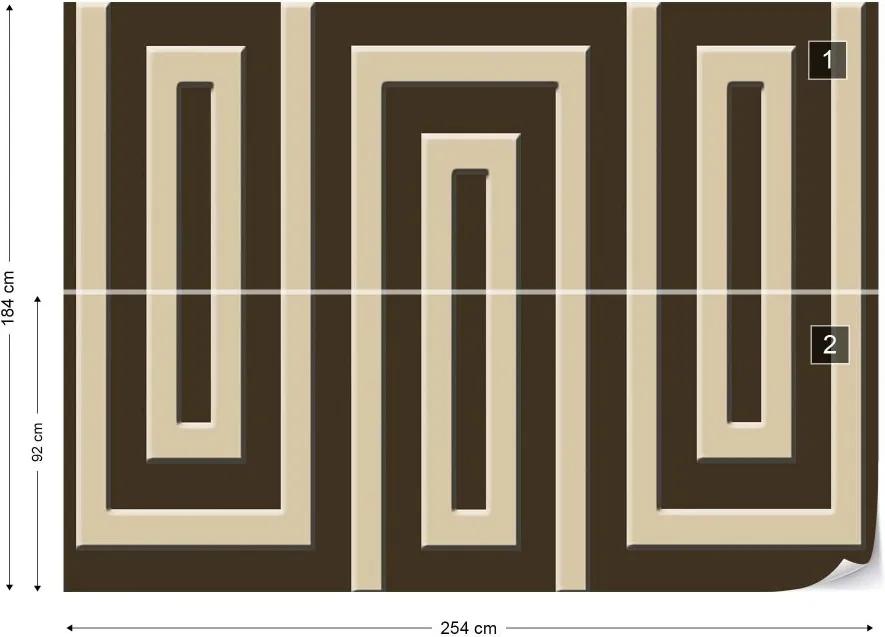 GLIX Fototapeta - Brown And Beige Geometric Pattern Vliesová tapeta  - 254x184 cm