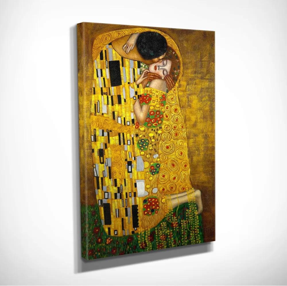 Nástenná reprodukcia na plátne Gustav Klimt The Kiss, 30 × 40 cm