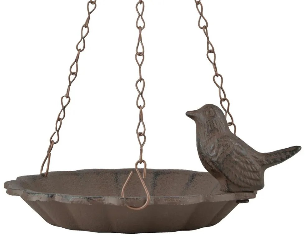 Závesné napájadlo pre vtáky Flower, 32x16 cm, liatina, hnedá