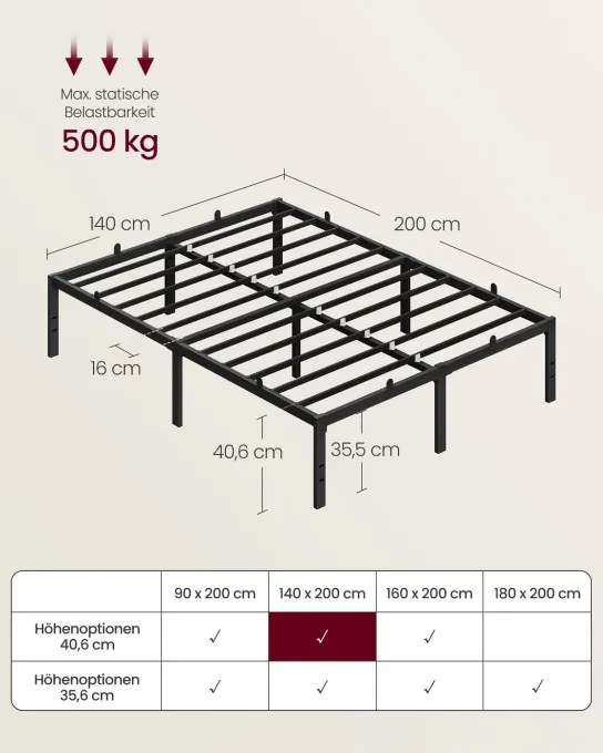 Kovová manželská posteľ 140 cm RMB154BD01