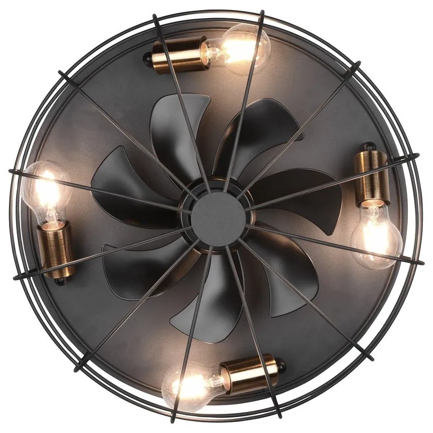 Matne čierne stropné svietidlo na diaľkové ovládanie/s ventilátorom Trondheim – Trio