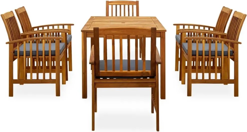 vidaXL 7-dielna sada záhradného nábytku s vankúšmi, akáciové drevo