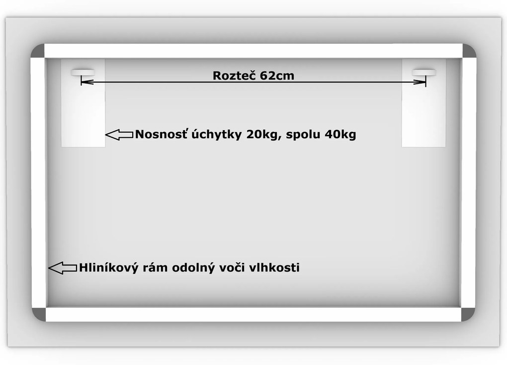 LED zrkadlo Romantico 90x60cm studená biela - diaľkový ovládač Farba diaľkového ovládača: Čierna