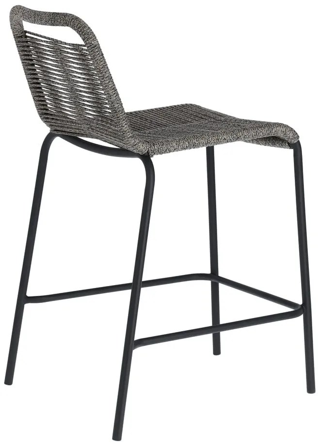 Sivá barová stolička s oceľovou konštrukciou Kave Home Glenville, výška 62 cm