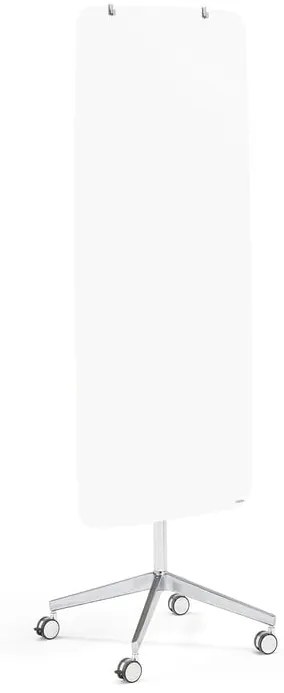 Sklenená magnetická tabuľa STELLA, so zaoblenými rohmi, s kolieskami, biela