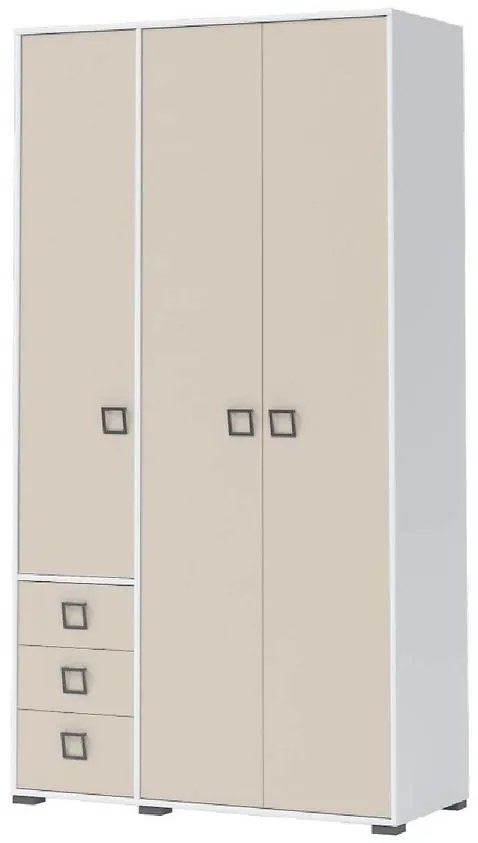 Skriňa 3D3S Kiki P33-BE/KI-01 white/sand