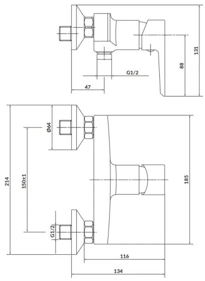 Cersanit S951-034 - Sprchová batéria MILLE čierna/lesklý chróm