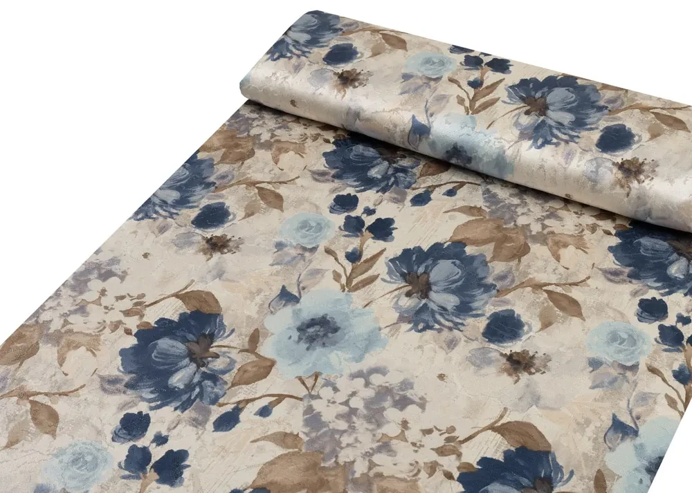 Biante Dekoračný obdĺžnikový obrus Parma PM-113 Modré kvety na smotanovom 140x220 cm