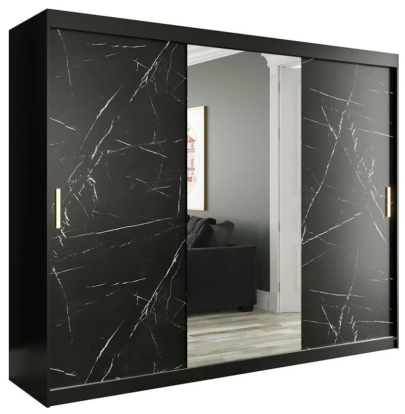 Skriňa Marmur T1 250 čierna/mramor čierna