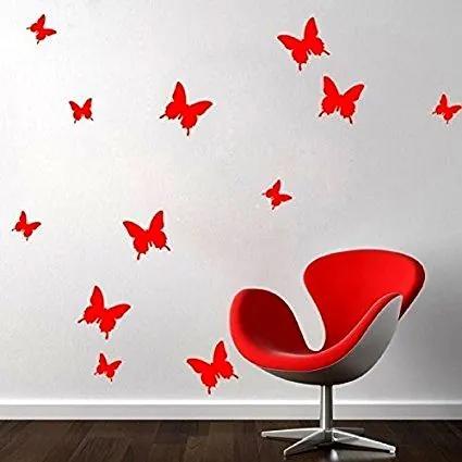 B2B 3D motýliky na stenu - červená C606