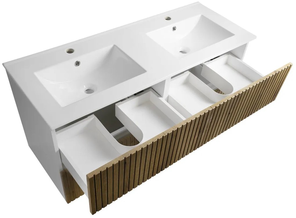 Aqualine Aqualine, PANEDA STRIP umývadlová skrinka 119x55x45,2cm, dub emporio, PN312