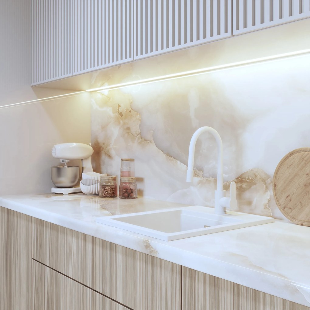 Gamma Flex 2000, stojanková drezová batéria s flexibilným ramenom, biela matná, GMA-BFX-2000AWH