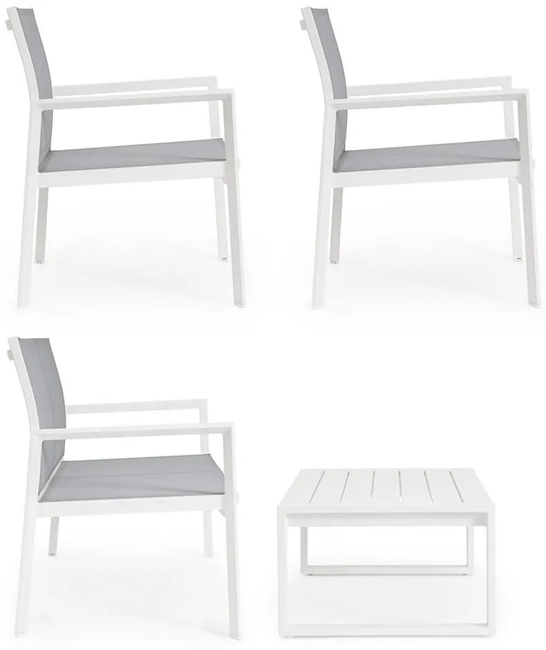 Biela hliníková záhradná lounge súprava pre 4 Kallen – Bizzotto