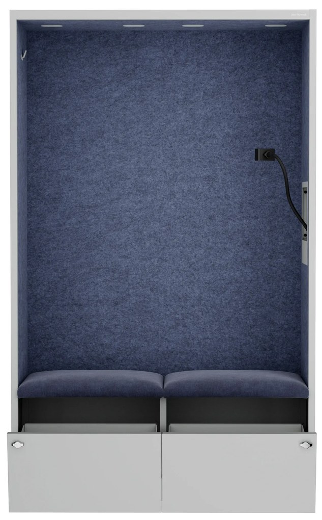 Akustická kabína SALLY MentalBox 1150 mm – sivý korpus, tmavomodré sedadlo
